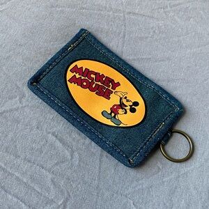 Vintage Disney Mickey Mouse Blue Denim Cardholder ID Keychain